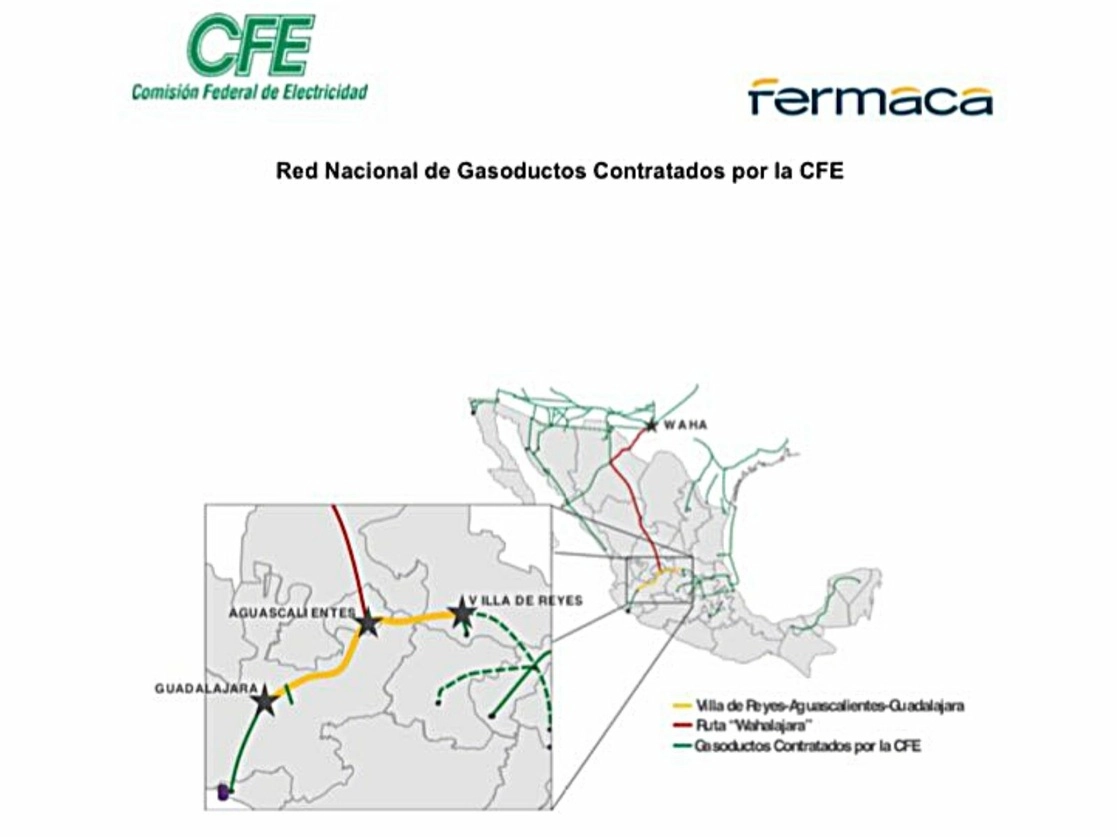 El gasoducto Villa de Reyes-Aguascalientes-Guadalajara, que formó parte de las diputas entre el gobierno federal con el sector privado, entró en operaciones este 1 de octubre, informaron la Comisión Federal de Electricidad y Fermaca. Imagen tomada del Twitter del @CFEmx