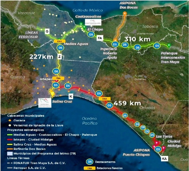 Imagen del Corredor Interoceánico del Istmo de Tehuantepec, tomada de https://twitter.com/JesusRCuevas