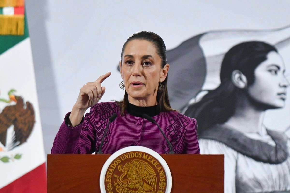 La presidenta Claudia Sheinbaum durante su conferencia de prensa de este miércoles 19 de noviembre, desde Palacio Nacional. 