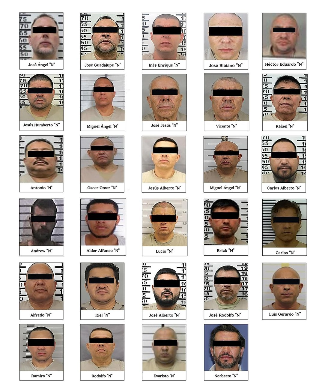 Fotografías de los fichajes de los 29 criminales que fueron entregados ayer a Estados Unidos, casi al mismo tiempo que se realizaba en Washington una reunión de seguridad entre autoridades locales y una delegación mexicana. Foto Imagen tomada de 