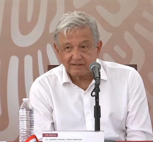 El presidente Andrés Manuel López Obrador durante el encuentro. Imagen tomada del video emitido por Gobierno de México