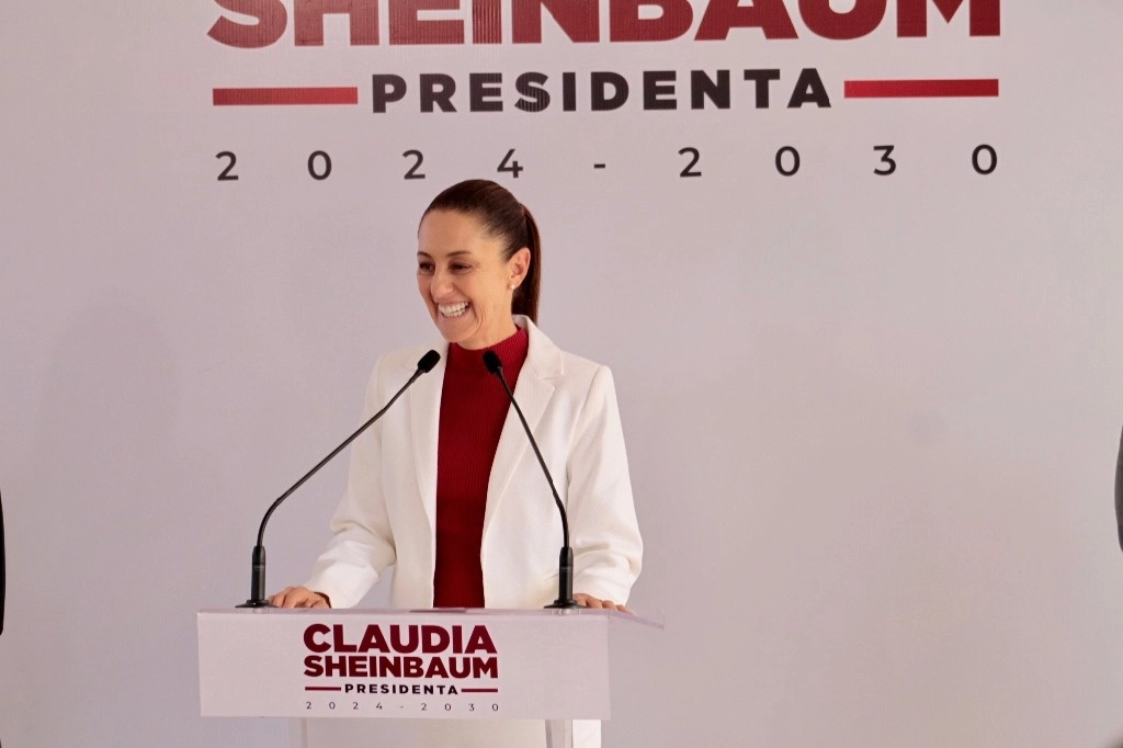 La virtual presidenta electa, Claudia Sheinbaum durante una conferencia de prensa. Foto Germán Canseco