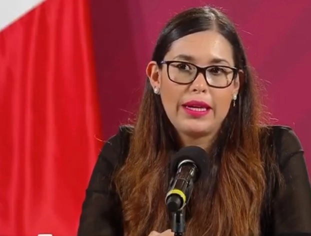 Eunice Arias Arias, directora general de Evaluación y Monitoreo de Programas Sociales de la Secretaría el Bienestar durante conferencia de prensa. Fotograma tomado del video emitido por el Gobierno de México