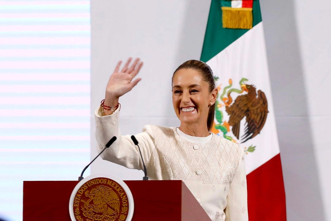 La presidenta Claudia Sheinbaum durante una conferencia de prensa matutina. Foto 