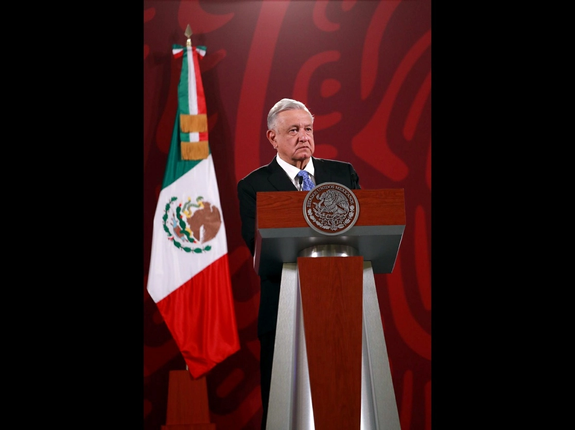 El presidente de México, Andrés Manuel López Obrador, durante su conferencia matutina en Palacio Nacional, en la Ciudad de México, el 25 de agosto de 2022. Foto Luis Castillo