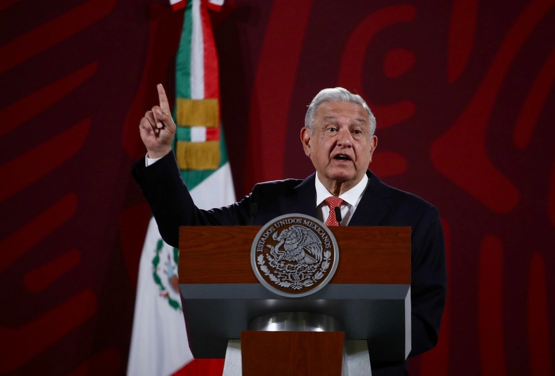 El presidente Andrés Manuel López Obrador durante la conferencia de prensa matutina en Palacio Nacional, el 29 de marzo de 2022. Foto Luis Castillo