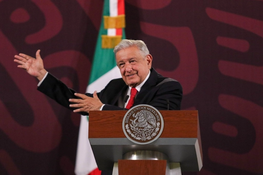 El presidente López Obrador, durante su conferencia de este lunes 25 de marzo desde Palacio Nacional. Foto Cuartoscuro 