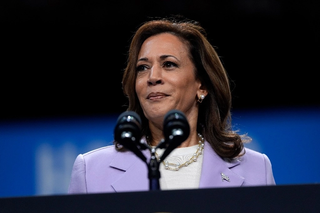 Kamala Harris, vicepresidenta de EU y virtual candidata presidencial demócrata, en un evento de campaña en Las Vegas, Nevada, EU. Foto Ap
