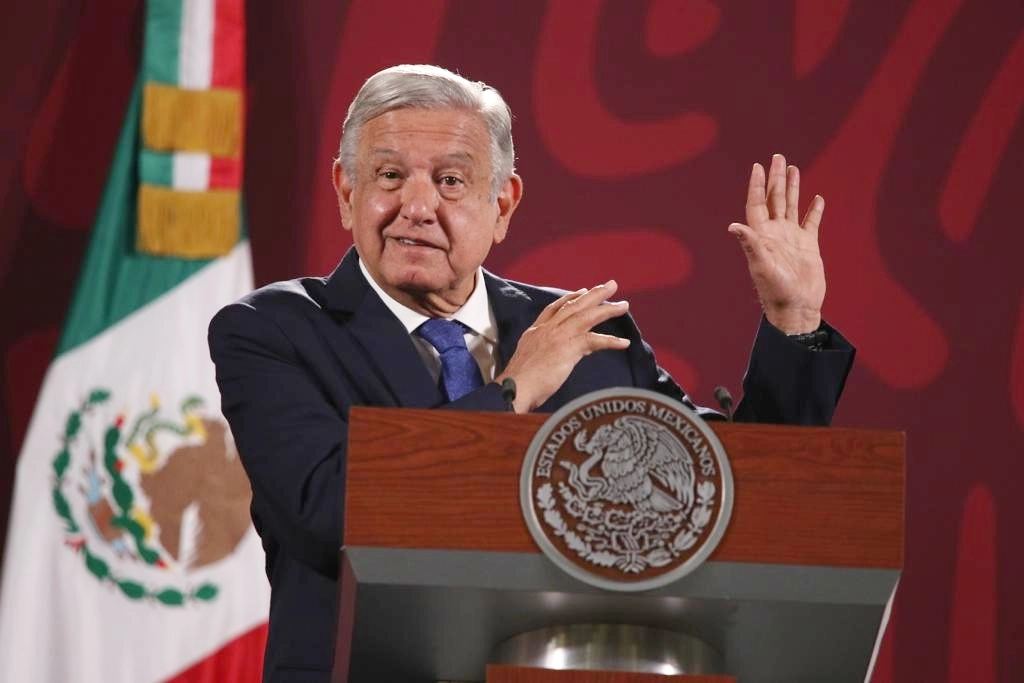 El presidente de México, Andrés Manuel López Obrador, durante su conferencia matutina en Palacio Nacional, en la Ciudad de México, el 15 de agosto de 2022. Foto María Luisa Severiano