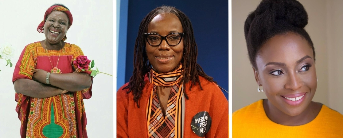 Otro fenómeno relacionado con el auge de las letras africanas es la destacada participación de autoras, como Paulina Chiziane, Tsitsi Dangarembga y Chimamanda Ngozi, en las imágenes. Foto tomadas de Facebook y Wikimedia Commons