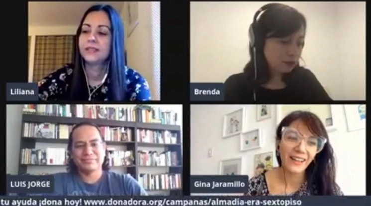 Liliana Colanzi, Brenda Navarro y Luis Jorge Boone participaron, con la moderación de Gina Jaramillo, en el ciclo de charlas titulado "Recomendaciones para el encierro", que forman parte de la Feria del Libro Dependientes de Lectores. Foto tomada del sitio https://www.dependientesdelectores.mx/