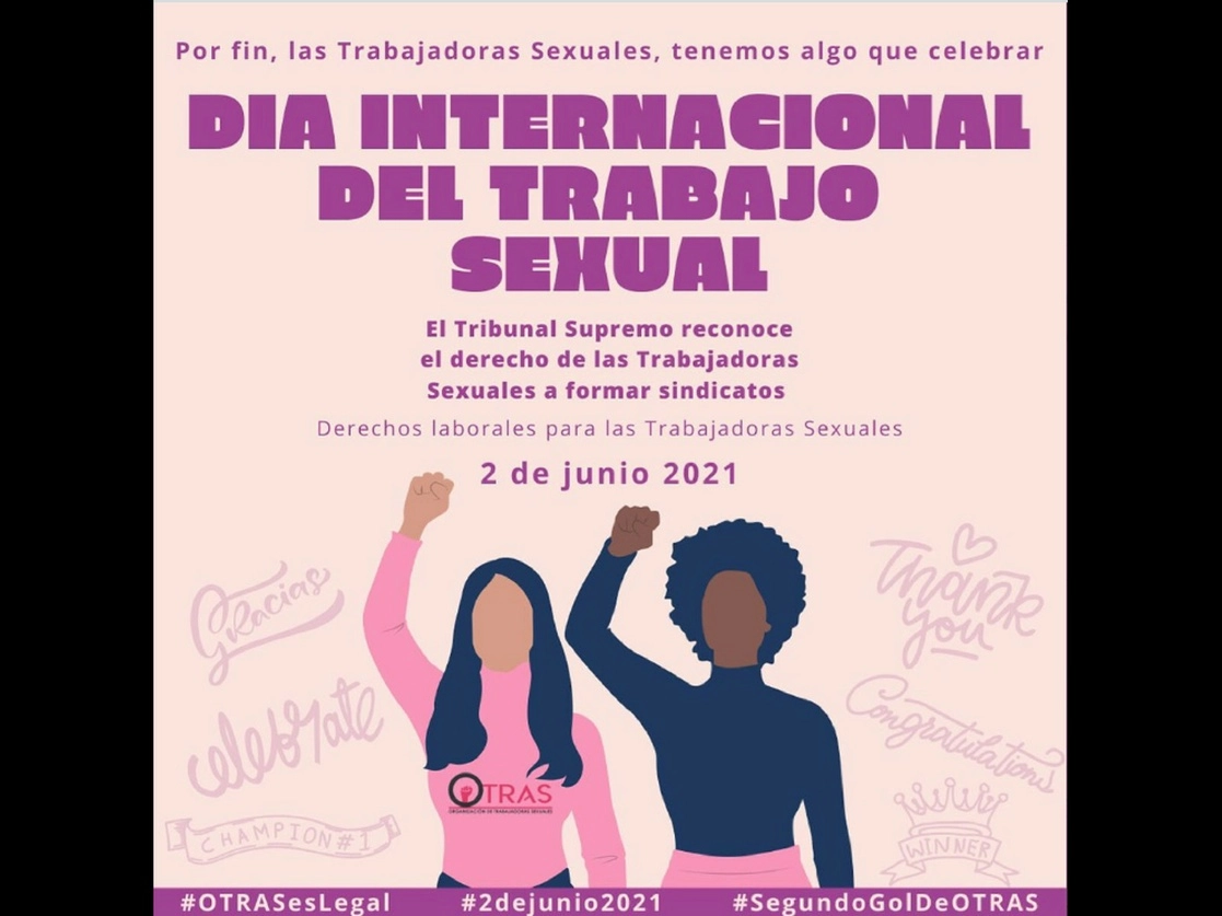 El Tribunal Supremo avaló la creación del primer sindicato de trabajadoras del sexo en España. Imagen tomada del Twitter @OtrasSindicato