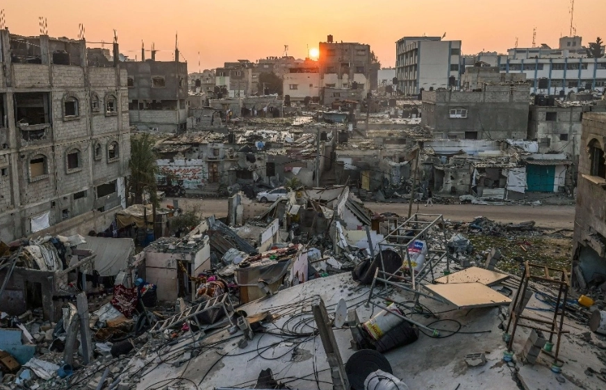 Amanecer en el campo de refugiados de Rafá, al sur de la franja de Gaza. 