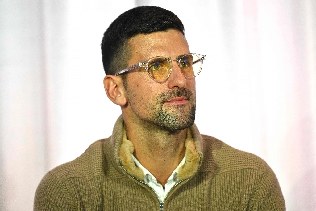 El tenista serbio número uno del mundo, Novak Djokovic, en una conferencia de prensa el 28 de marzo de 2024. Foto Afp