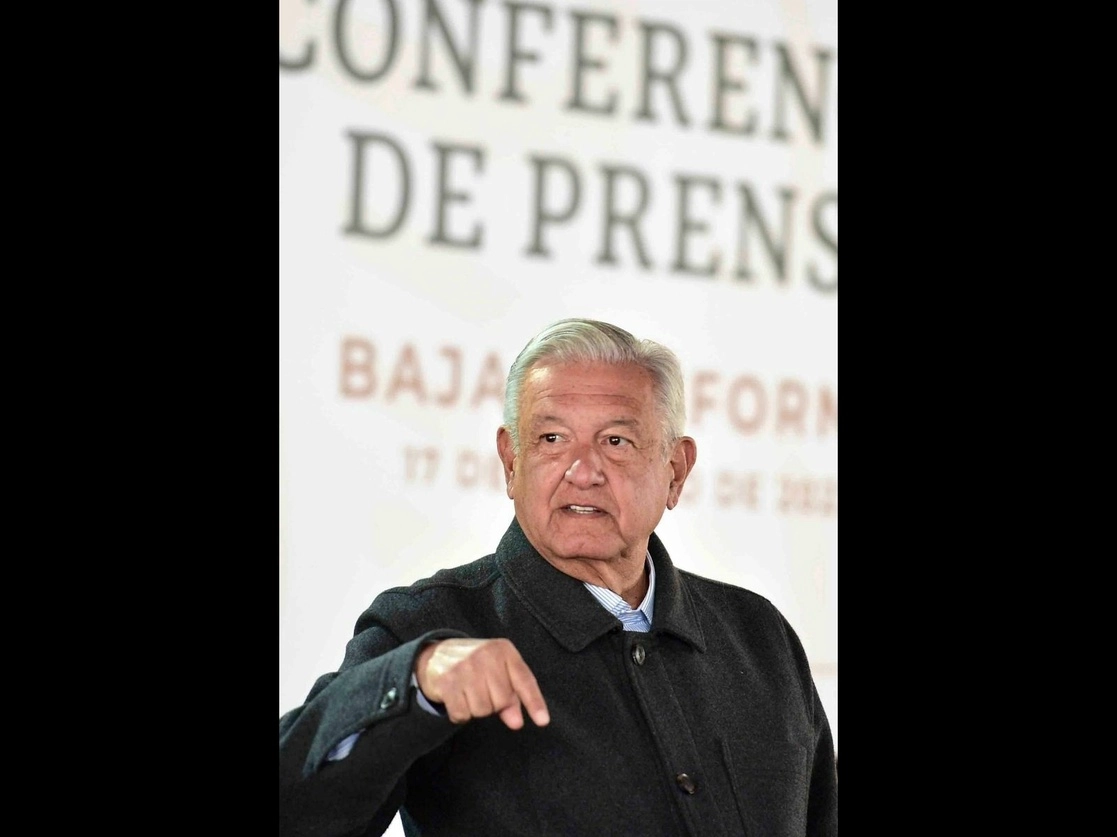 El presidente Andrés Manuel López Obrador durante su conferencia matutina en Tijuana, Baja California, el 17 de febrero de 2022. Foto cortesía Presidencia