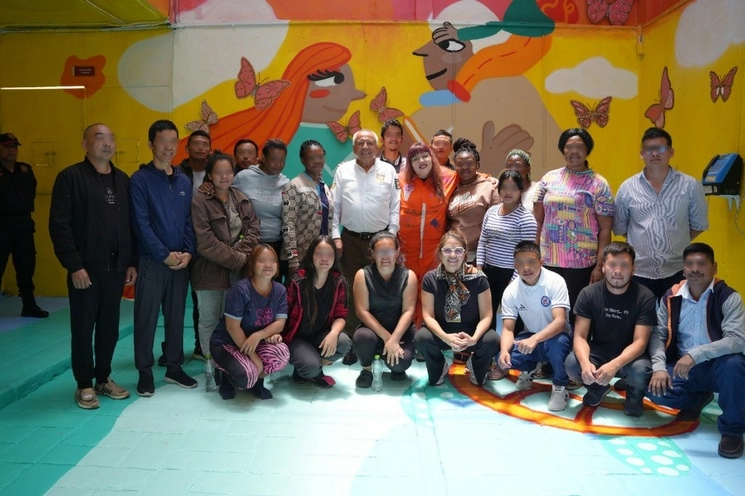 Develación del mural “Migr-ARTE” en la Estación Migratoria Las Agujas. Foto INM