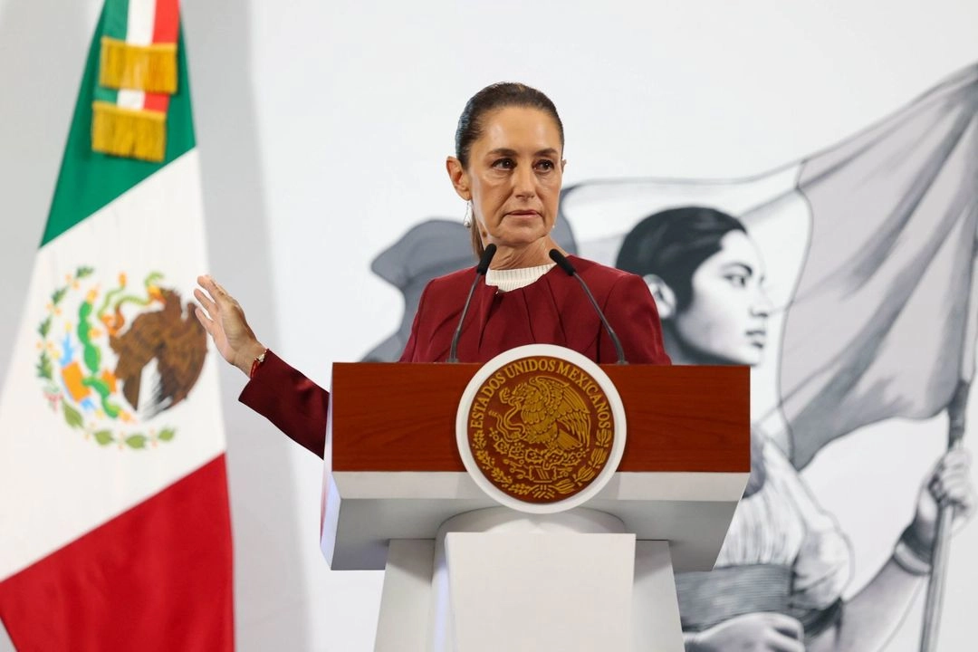 La presidenta Claudia Sheinbaum, durante su conferencia de esta mañana, desde Palacio Nacional