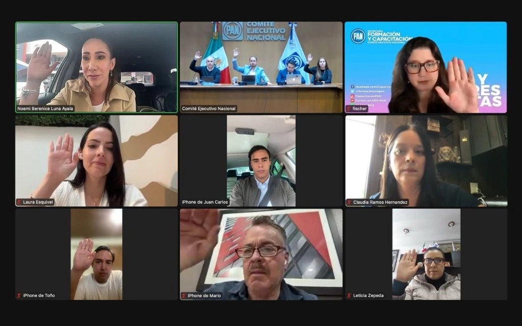 Integrantes del Comité Ejecutivo del PAN en sesión virtual. Foto del perfil de X del partido político
