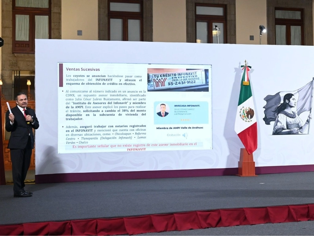 El director general del Infonavit, Octavio Romero Oropeza, durante la conferencia presidencial matutina desde Palacio Nacional, en la Ciudad de México, el 10 de febrero de 2025. Foto cortesía Presidencia