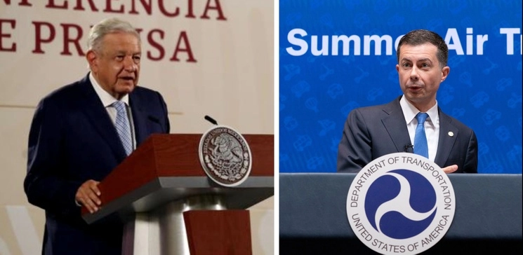El presidente de México, Andrés Manuel López Obrador recibirá este mediodía al secretario de Transporte del gobierno de Estados Unidos, Pete Buttitieg, con el fin de abordar la recuperación de la categoría uno en transporte aéreo. Foto Yazmín Ortega Cortés / Ap