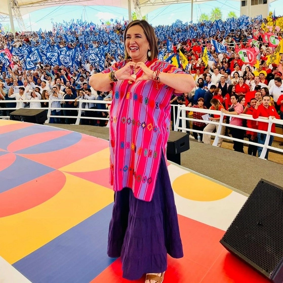 Xóchitl Gálvez durante su visita a Durango para participar en un encuentro del Gobernador con las estructuras partidistas del PAN, PRI y PRD. Foto cortesía de Durango Informativo