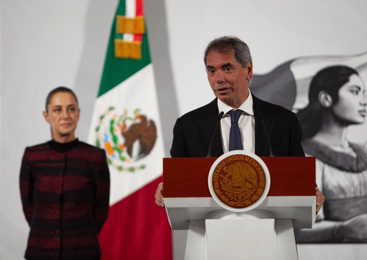 El secretario de Hacienda, Edgar Amador, durante la conferencia de la presidenta Claudia Sheinbaum. 
