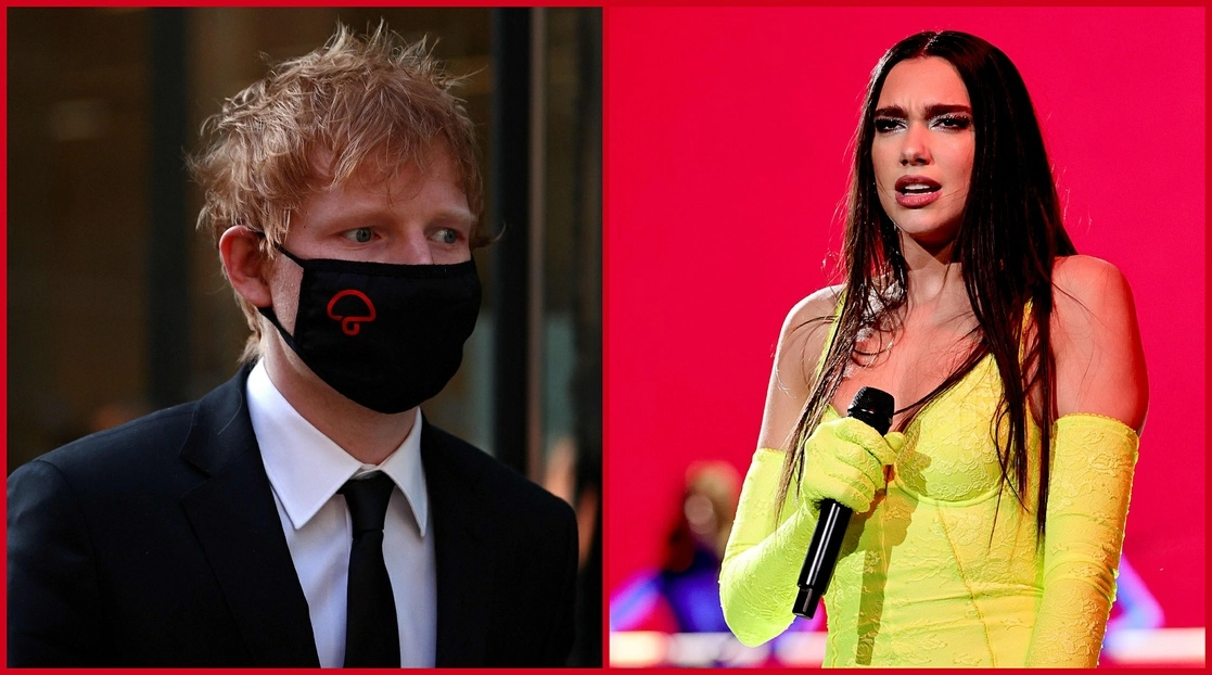 Los cantautores británicos Ed Sheeran y Dua Lipa. Foto Afp / Archivo