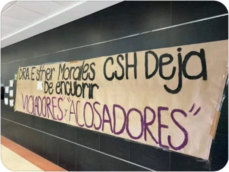 Las alumnas piden a Esther Morales, secretaria académica de la División de Ciencias Sociales y Humanidades de la UAM, que deje de "encubrir violadores". Foto tomada de redes sociales  
