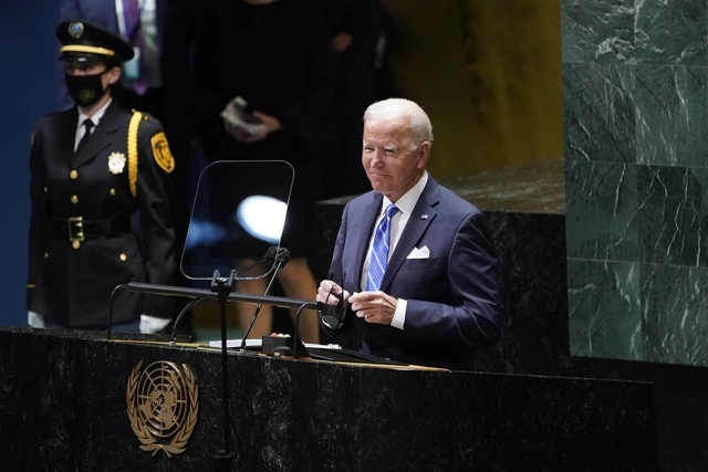 El presidente Joe Biden hoy durante la Asamblea General de la ONU, en Nueva York. Foto Ap