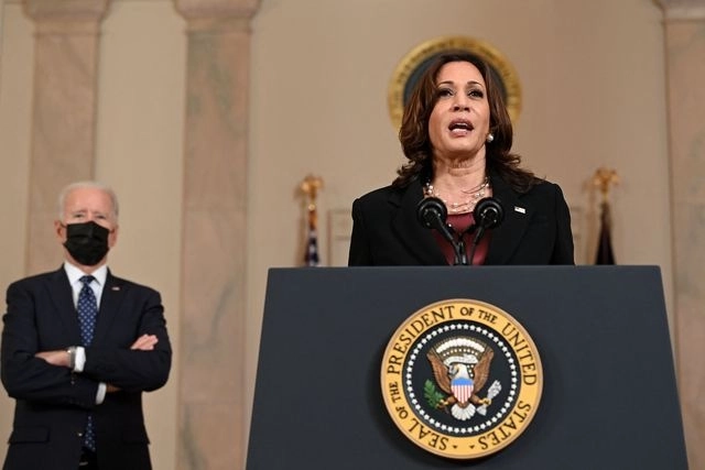 Kamala Harris, vice presidenta de EU y el mandatario estadunidense, Joe Biden. Foto Afp