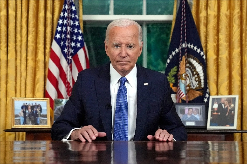 Joe Biden, presidente de EU, en la Oficina Oval de la Casa Blanca, el 24 de julio de 2024. Foto Afp