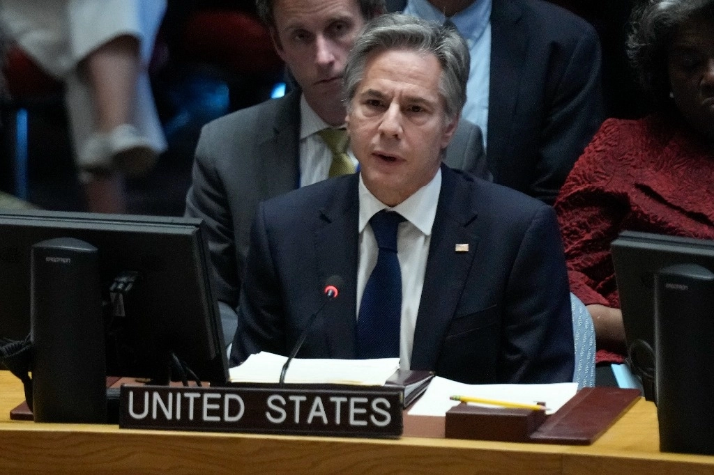 El secretario de Estado de los Estados Unidos, Antony Blinken, habla durante una reunión del Consejo de Seguridad en la sede de las Naciones Unidas, el martes 24 de octubre de 2023. Foto Ap