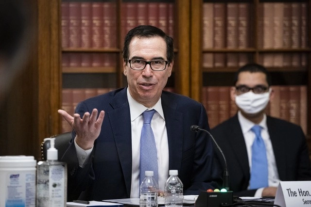 El secretario del Tesoro, Steven Mnuchin, ayer durante una audiencia en el Senado. Foto Pool vía Ap