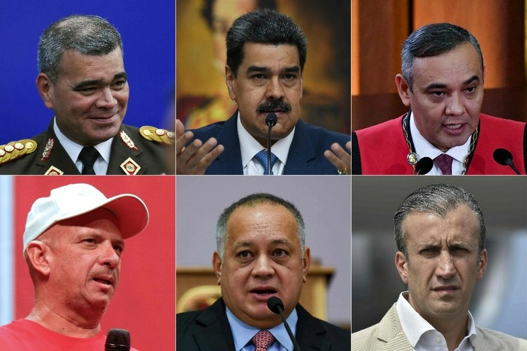 Estos son los funcionarios que junto al presidente de Venezuela están acusados de narcoterrorismo. Foto Afp
