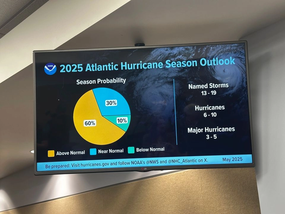 Gráfico proporcionado por la NOAA que muestra la temporada de huracanes 2025, el 22 de mayo de 2025. Foto 
