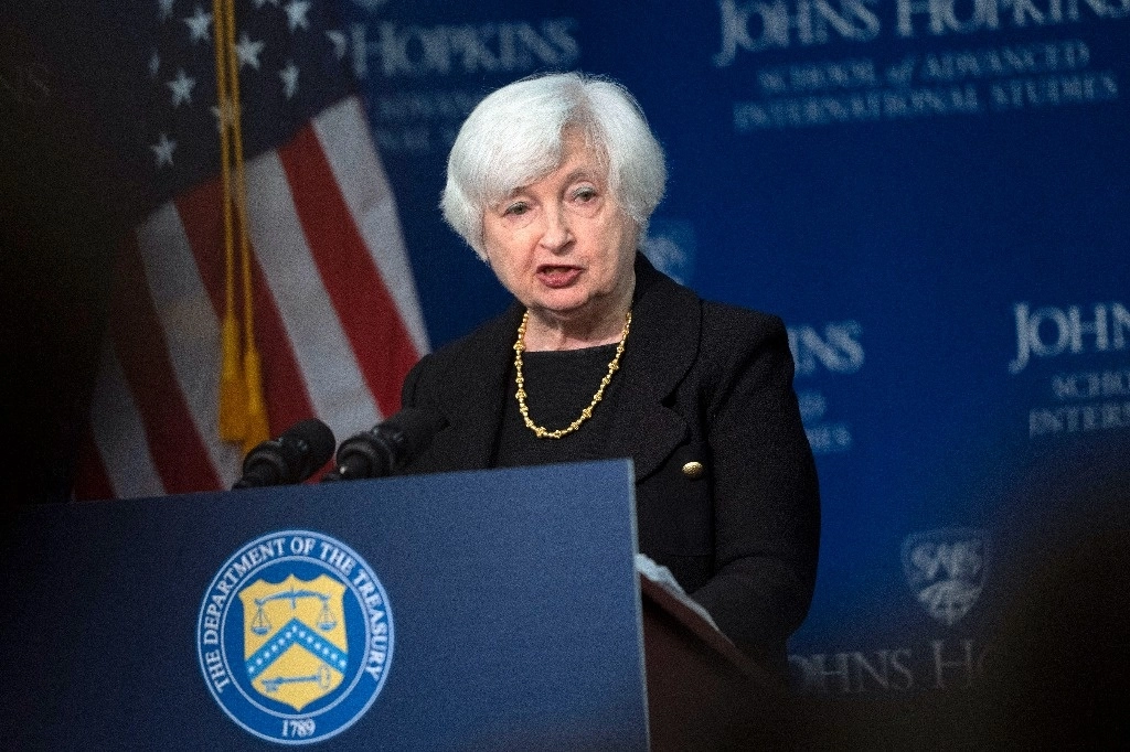 Janet Yellen en conferencia este jueves. Foto Ap