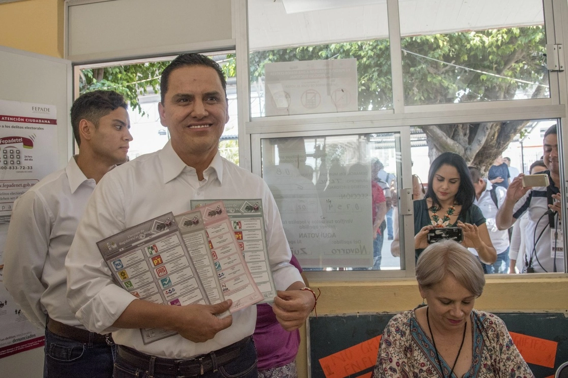 El ex gobernador de Nayarit, Roberto Sandoval Castañeda, durante las elecciones de 2017  Foto Cuartoscuro 