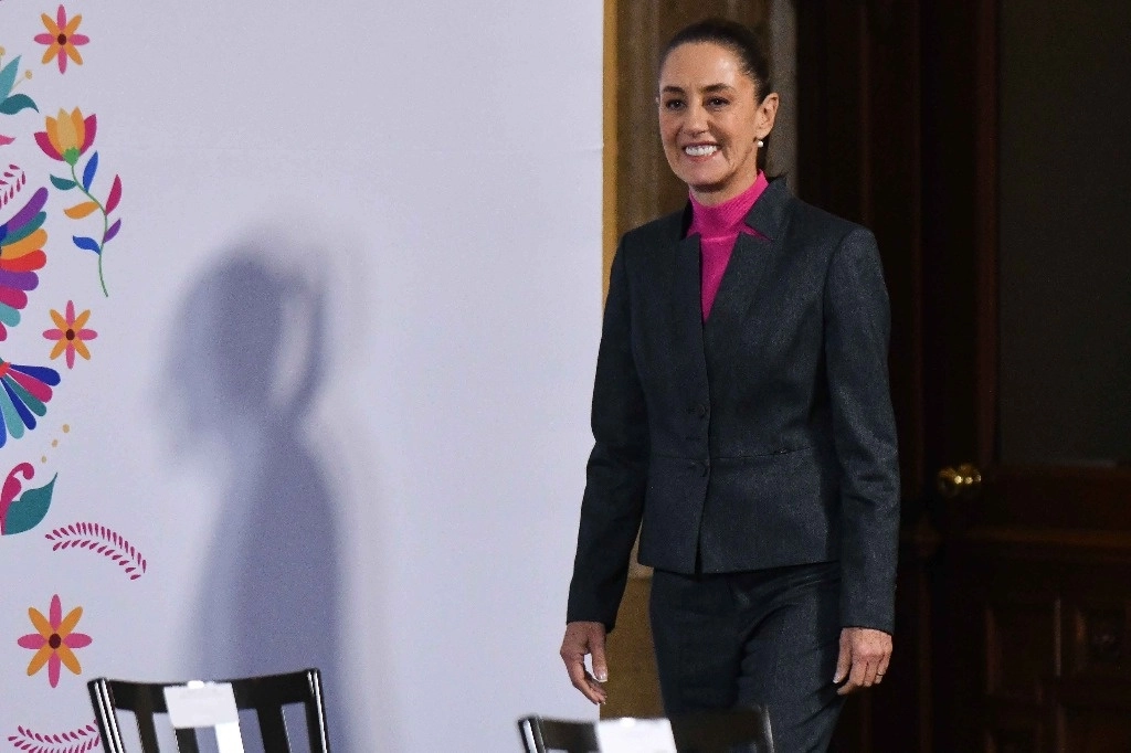Claudia Sheinbaum, presidenta de México, durante su llegada a la conferencia matutina realizada en Palacio Nacional, el 22 de noviembre de 2024. Foto Cuartoscuro