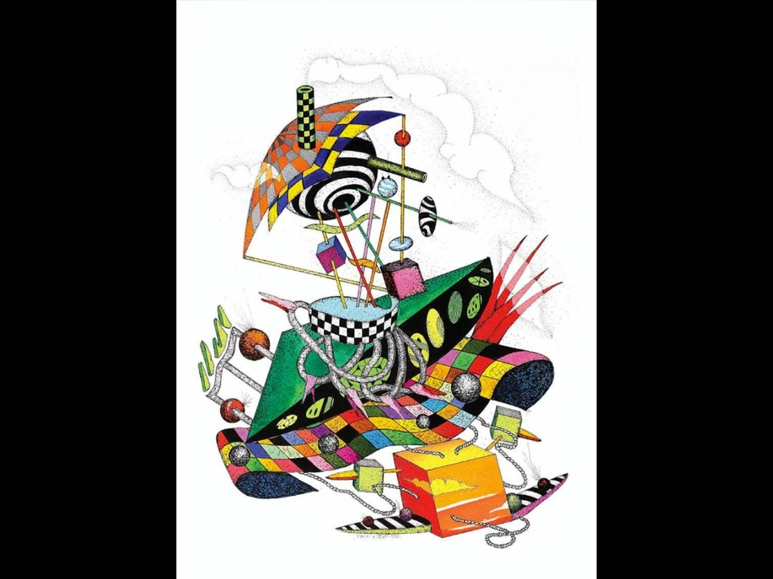 Esta pieza de Fernando del Paso, perteneciente a la serie ‘Destrucción del orden’ (1991-1992), tinta china con color sobre papel, de la colección de Socorro del Paso, forma parte de la exposición ‘Correspondencias: Diálogos entre la letra y las imágenes’. Foto cortesía de El Colegio Nacional