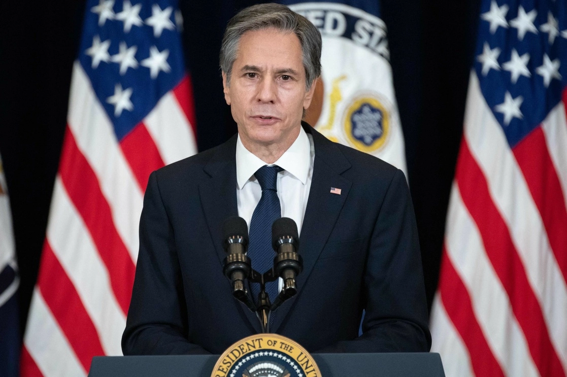 Antony Blinken en conferencia de prensa. Foto Afp