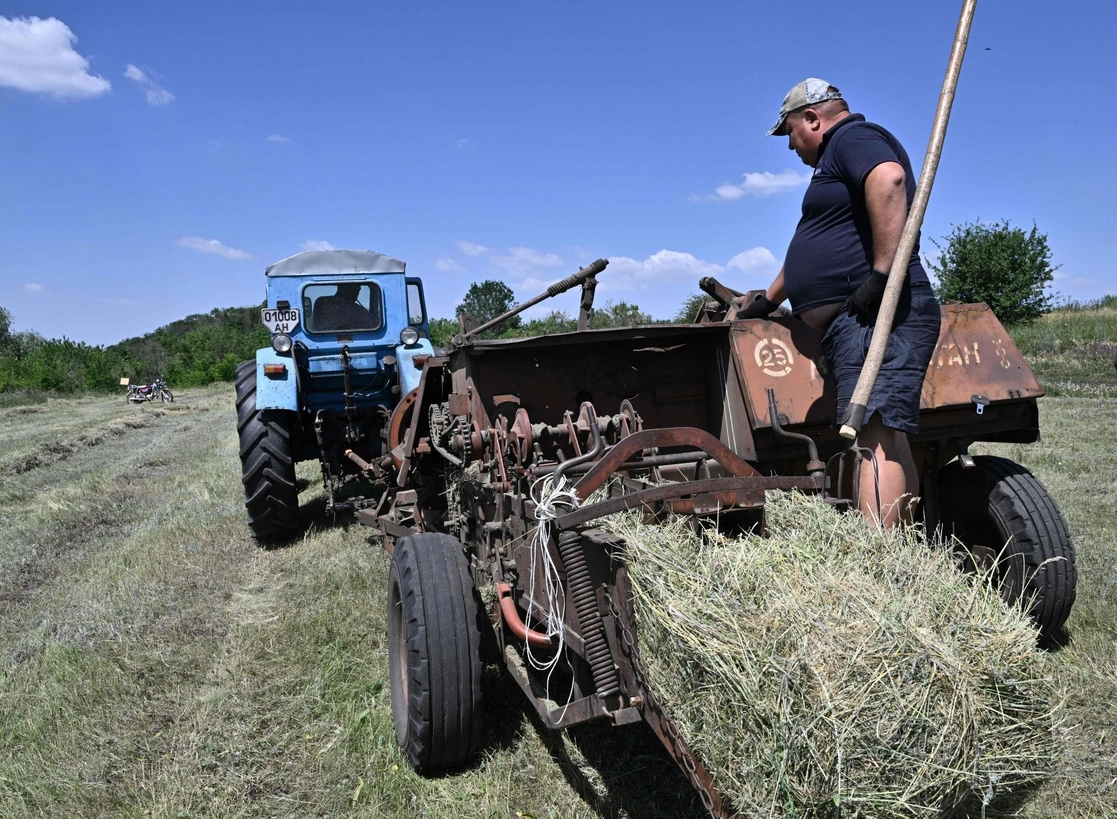 Entre la falta de combustible para sus vehículos de trasiego y el riesgo de que sus campos sean bombardeados, algunos agricultores ucranios se preguntan cómo cosecharán cuando se acerque el periodo de este año, el cual comenzará este mes. La imagen, en la aldea de Rai-Oleksandrivka. Foto Afp