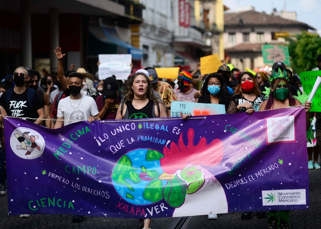 Veracruzanos marchan en el marco del Día Mundial de la Liberación de la Marihuana. Foto Sergio Hernández
