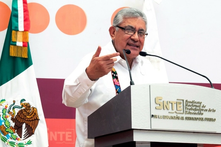 El líder nacional del sindicato magisterial, Alfonso Cepeda Salas, el 17 de agosto de 2023. Foto tomada de Twitter @SnteNacional