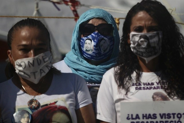 Familiares de desaparecidos durante conferencia de prensa este 18 de junio de 2020. Foto Yazmín Ortega