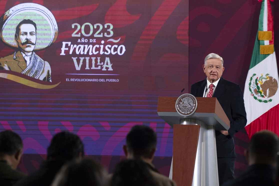 El presidente López Obrador durante su conferencia de esta mañana del 24 de febrero. Foto cortesía Presidencia