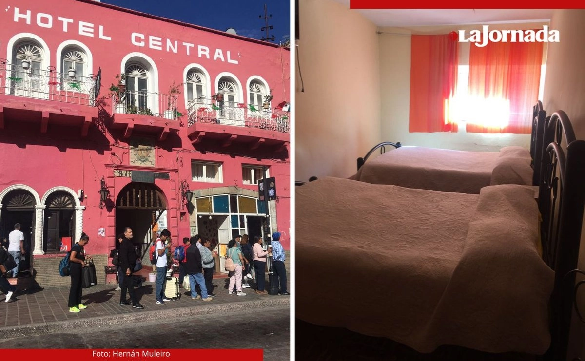 Fachada del hotel Central, en Guanajuato, y habitación 32, donde se hospedó el escritor.