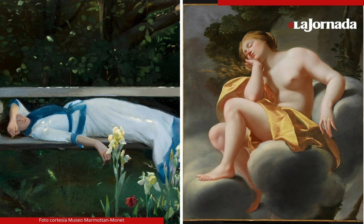 ‘La siesta’ (1890), de Michael Ancher, © Art Museums of Skagen, y ‘Venus durmiendo sobre las nubes’ (1630), de Simon Vouet, © Szépművészeti Múzeum/Museum of Fine Arts. Foto cortesía Museo Marmottan-Monet