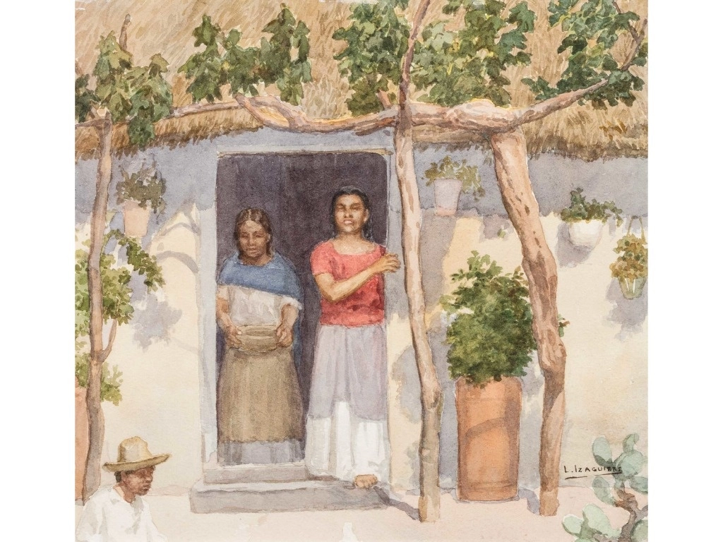 Detalle de ‘Tehuanas’, pintado por Leandro Izaguirre (1867-1941), que forma parte de la exhibición. Foto cortesía del Inbal 