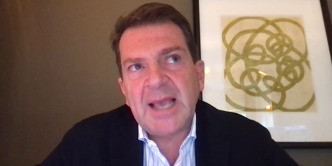 El director general de Bank of America, Emilio Romano Mussali, en una videoconferencia, el 20 de julio de 2021. Imagen captura de pantalla
