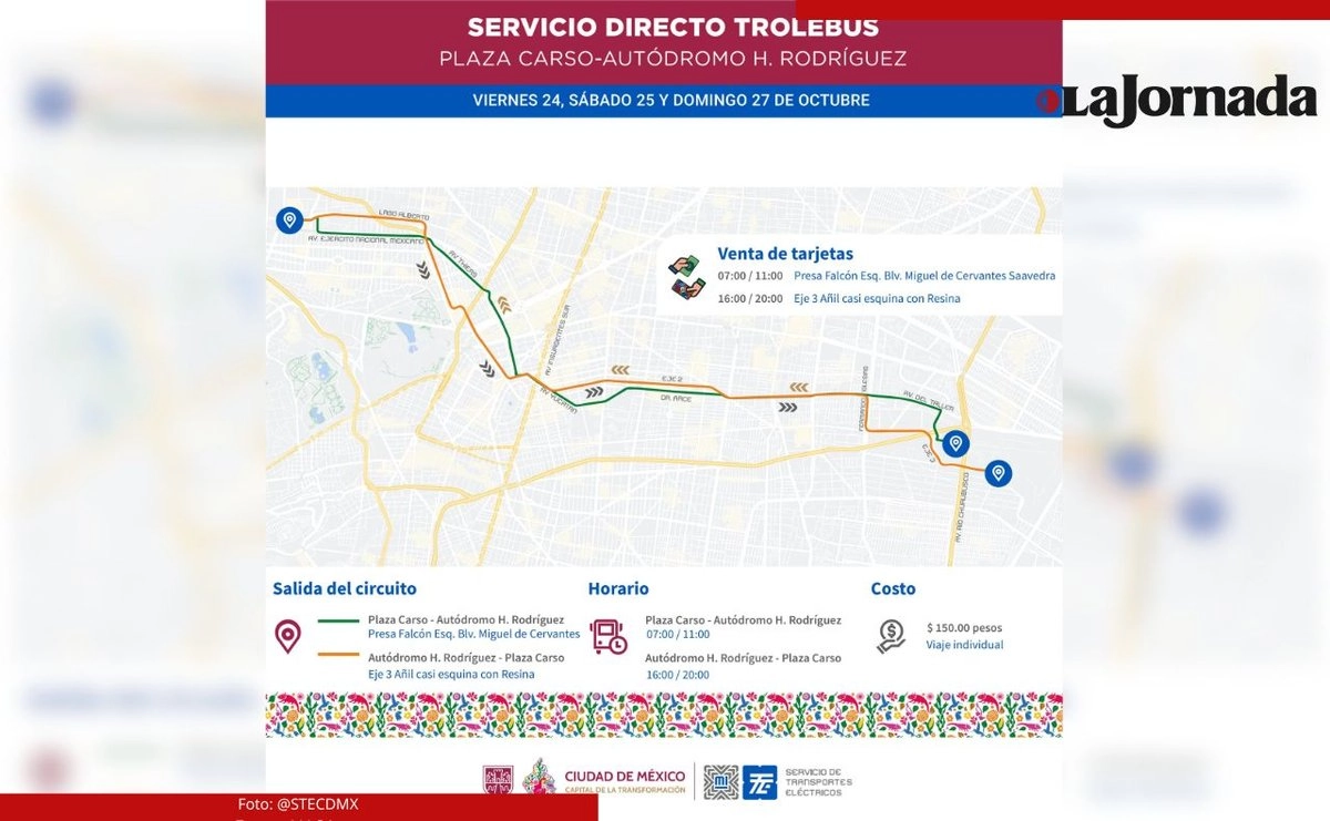 El horario de operación será de 07:00 a 11:00 horas y de 16:00 a 20:00 horas, para atender la llegada y salida de los aficionados.
